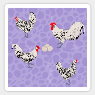 Silver Spangled Hamburg Purple Sticker